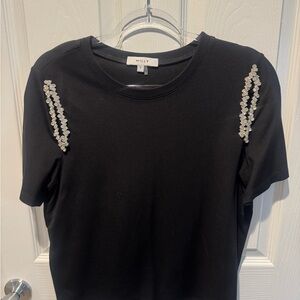Milly Avril Crystal Trim Tee, Small
